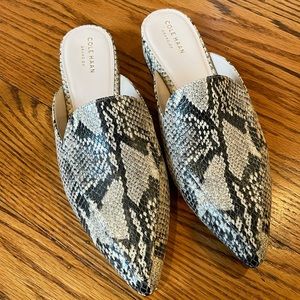 Cole Haan Women’s Flats Mules Snake Embossed 8
